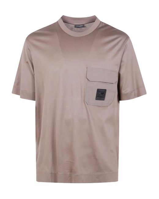 Emporio Armani Brown Short Sleeves With Pocket T-Shirt for men