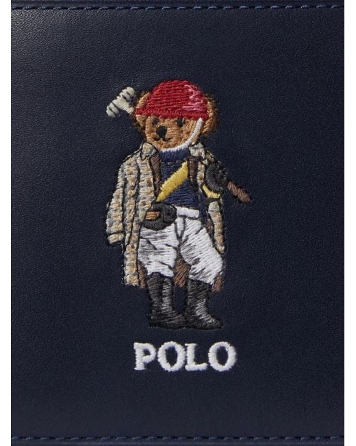 Polo Ralph Lauren Blue Polo Bear Leather Billfold Wallet for men