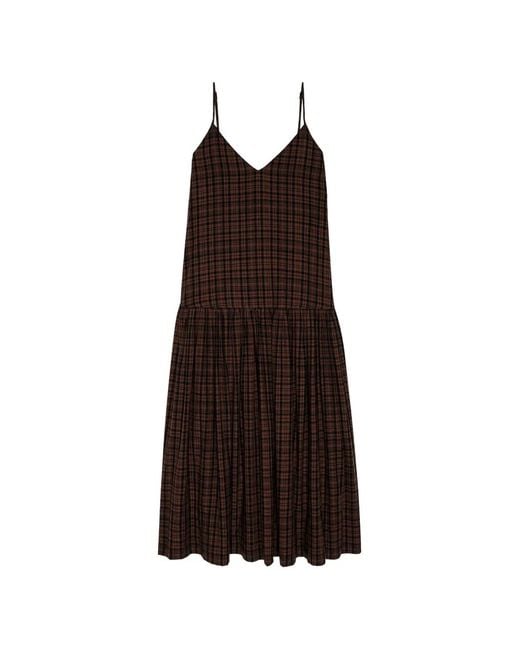 The Great Brown Plaid Drop-Waist Maxi Dress