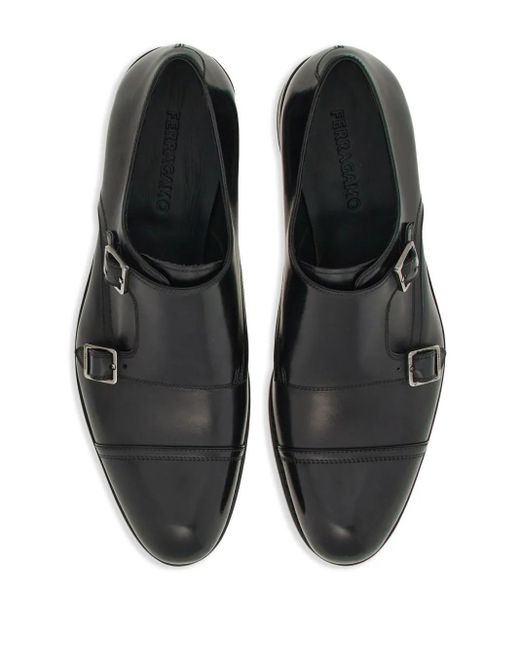 Ferragamo Black Tramezza Double Monkstrap for men