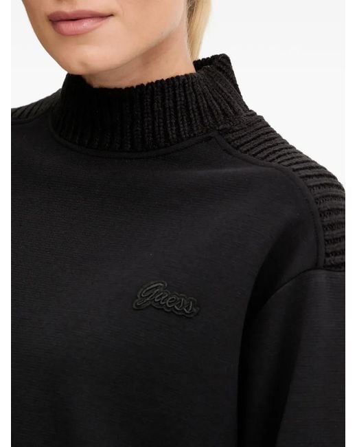 Guess Black Knitted High-Neck Sweatshirt