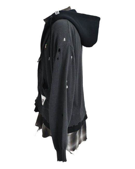 Maison Mihara Yasuhiro Black Distressed Hooded Jacket for men
