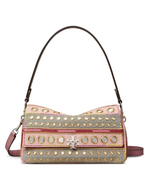 Tory Burch Metallic Small Charlie Embellished Shoulder Bag