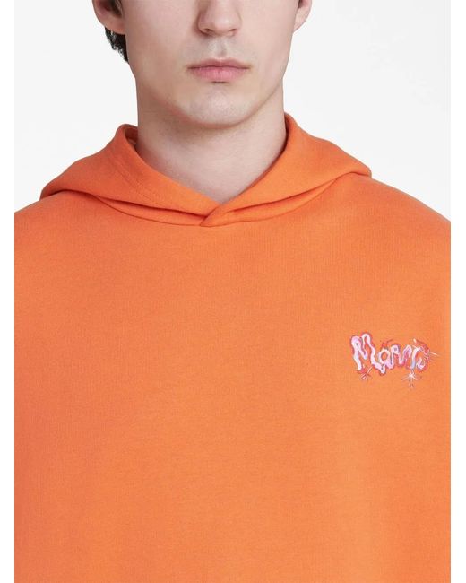 Marni Orange Painterly-Logo Sleeveless Sweatshirt for men