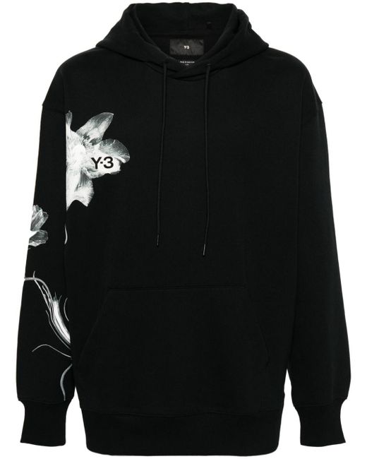 Rose print top drawstring hoodie