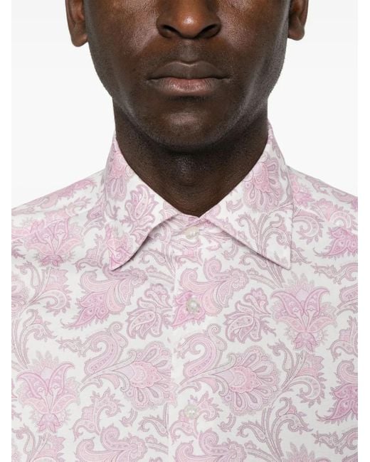 Etro Overhemd Met Paisley-Print in het Pink voor heren
