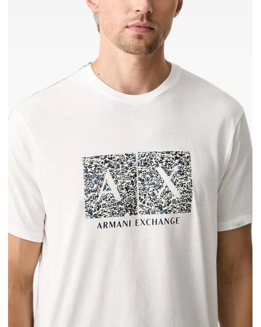 ARMANI EXCHANGE White Logo-Print Short-Sleeve T-Shirt for men