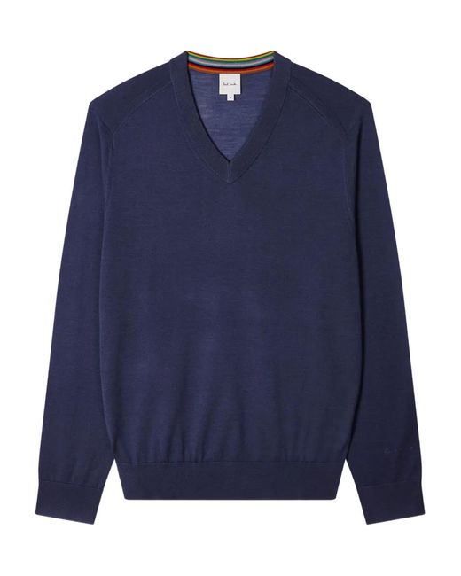 Maglione Con Scollo A V di Paul Smith in Blue da Uomo