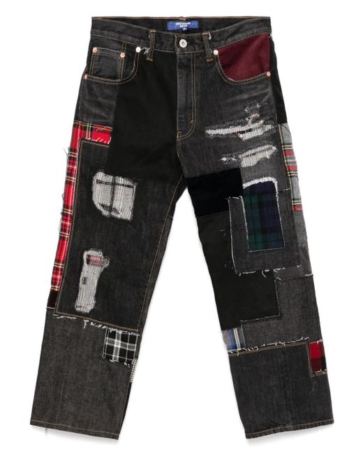 Junya Watanabe Gray Patchwork Cropped Jeans for men
