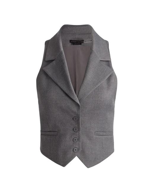 Alice + Olivia Gray Erica Notched-Lapels Top