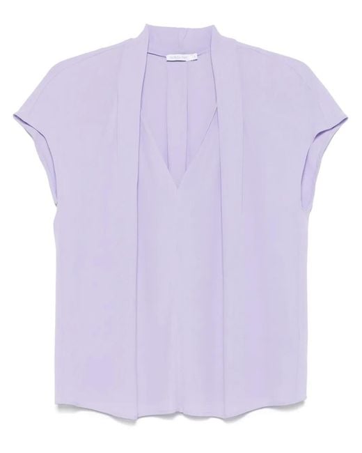 Patrizia Pepe Purple Pleat-Detailed Blouse