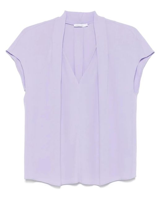 Patrizia Pepe Purple Pleat-Detailed Blouse