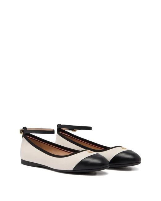 Bally White Ysla Ankle-Strap Ballet Flat