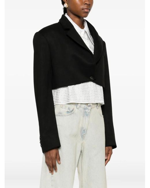 GIUSEPPE DI MORABITO Black Buttoned Cropped Jacket