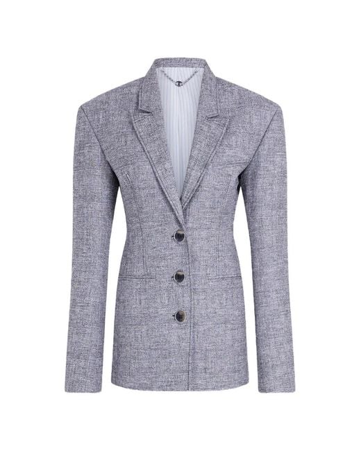 Rabanne Blue Tailored Jewel-Button Blazer