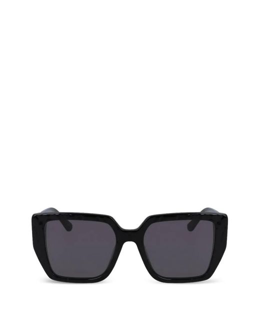 Karl Lagerfeld Black Patterned Square-Frame Sunglasses