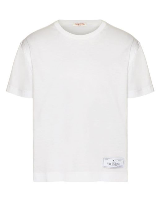 Valentino Garavani White Logo-appliqué Cotton T-shirt for men