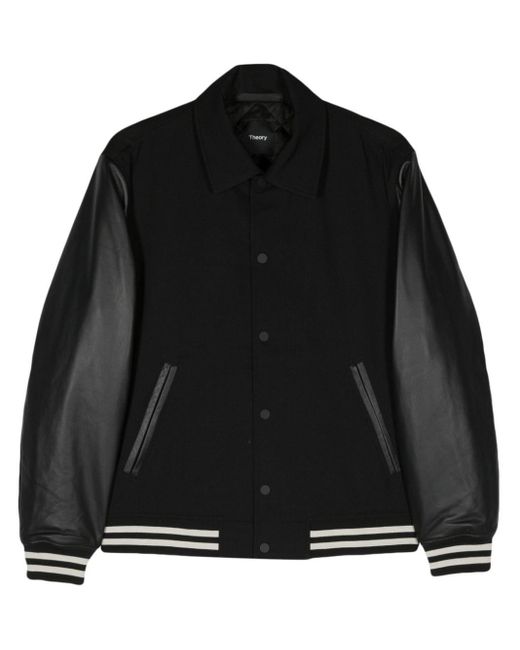 Theory Black Spread-collar Bomber Jacket for men