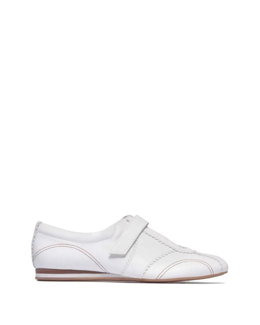 Bernardo White Bozano Topstitched Strap Sneakers