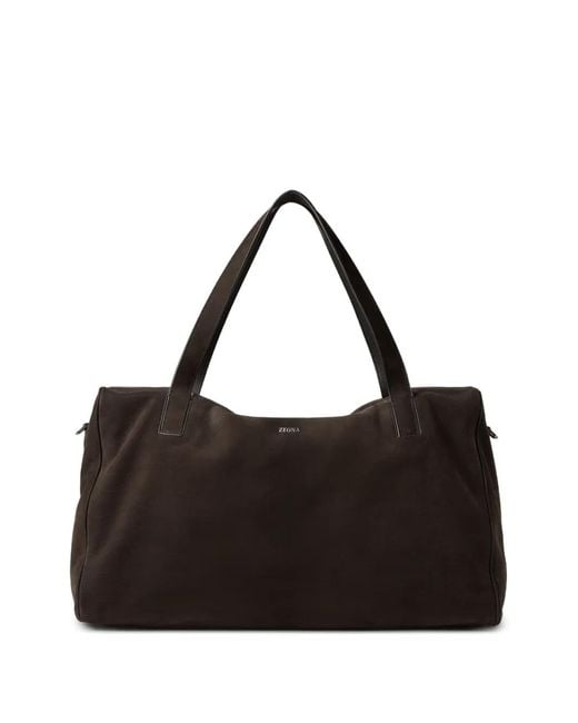 Zegna Black Logo-Detail Holdall for men
