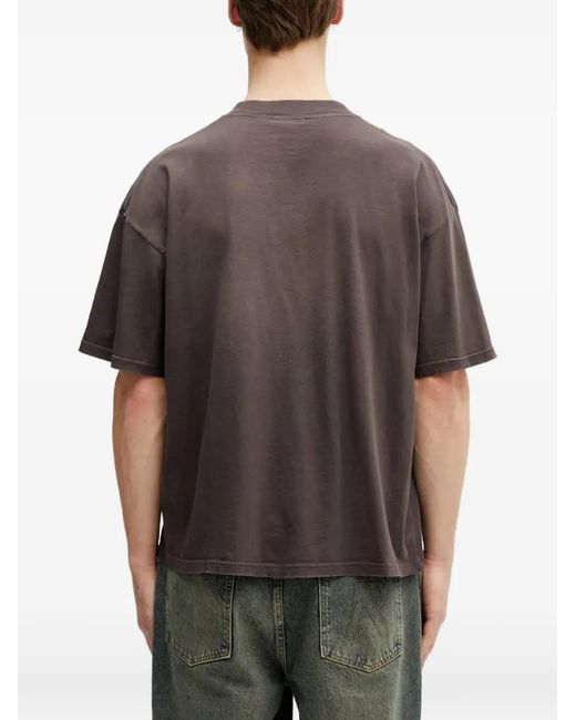 Represent Gray Logo-Embroidered Short-Sleeve T-Shirt for men