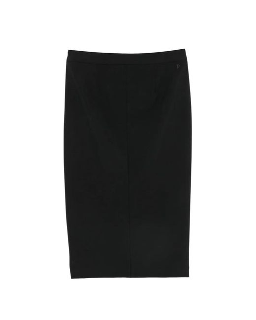 Dondup Black Side-Slit Midi Skirt