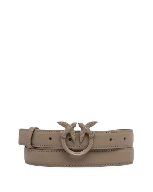 Pinko Gray Love Birds Thin Colour-Block Leather Belt