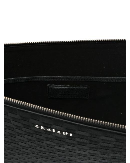 Orciani Black Leather Briefcase for men