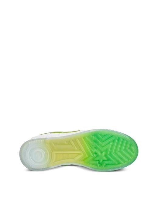 A Bathing Ape Green Bape Sta Patent-Leather Sneakers for men