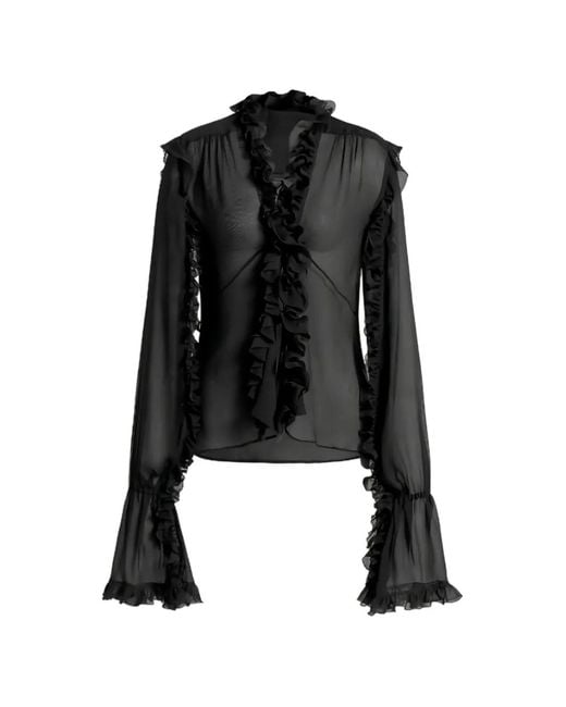 Blusa Con Volantes Alberta Ferretti de color Black