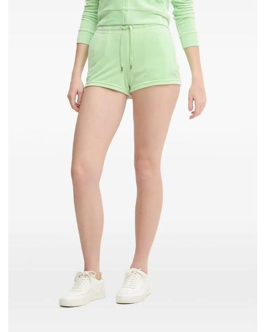 Juicy Couture Green Rhinestone-Logo Mini Shorts