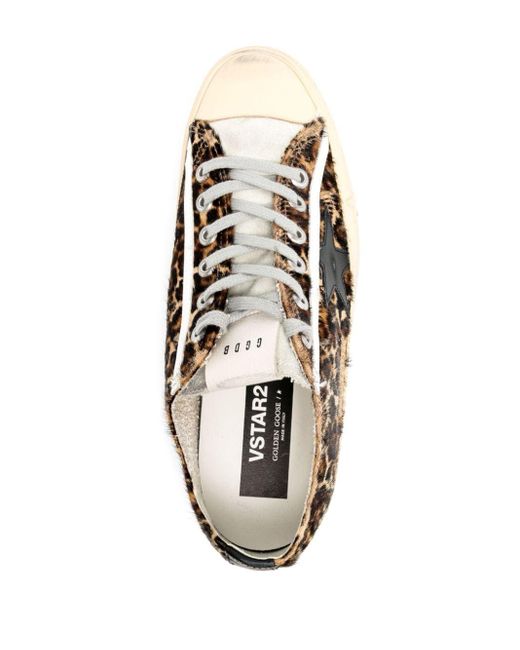 Golden Goose Deluxe Brand White V-star Leopard-print Sneakers for men