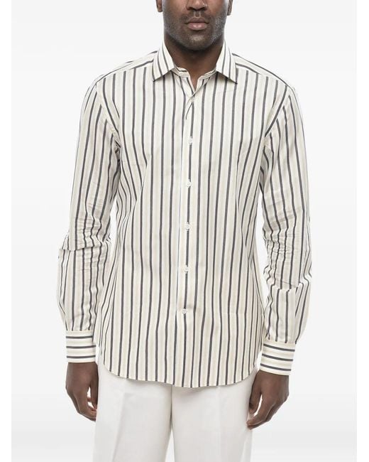 Corneliani White Striped Shirt for men