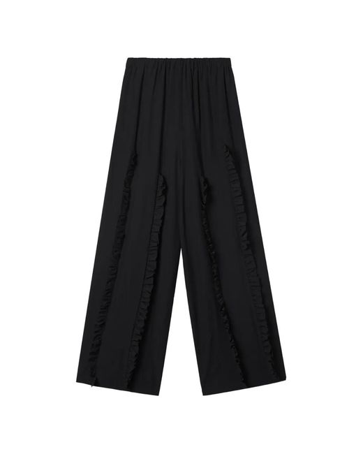 Enfold White Ruffle-Trimmed Trousers