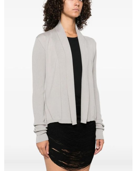Rick Owens Gray Ribbed Open-Front Cardigan
