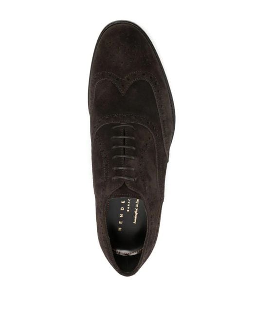 Henderson Brown Stacked-Heel Suede Oxford Shoes for men