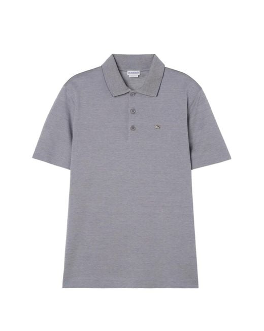 Burberry Gray Metal Knight Cotton Polo Shirt for men