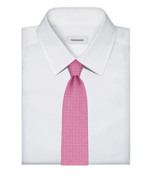 Ferragamo Pink Cravate À Imprimé Graphique for men