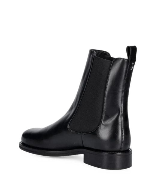 Patrizia Pepe Black Elasticated-Side Leather Chealsea Boots