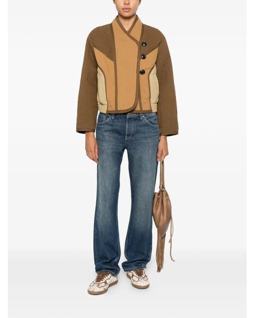 Ba&sh Brown Cisca Quilted Panelled Cotton Jacket