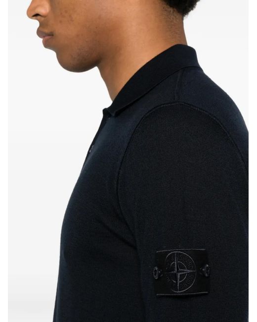 Stone Island Black Compass-Badge Polo Shirt for men