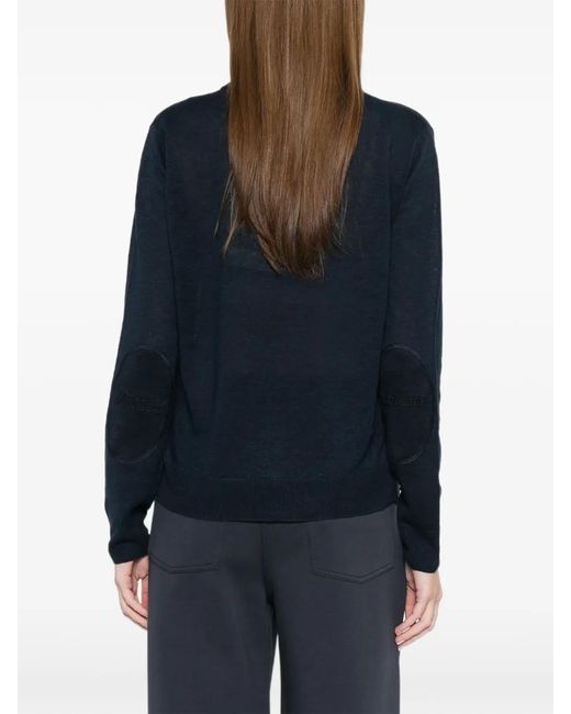 Max Mara Blue Linen Crewneck Sweater