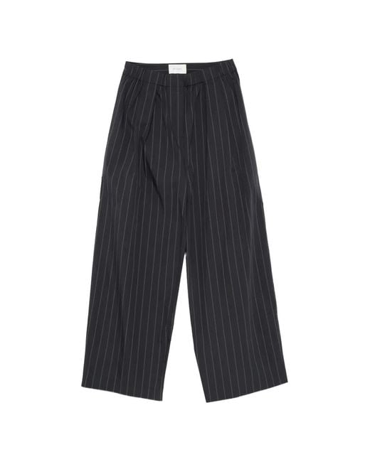 St. Agni White Striped Pleated Trousers