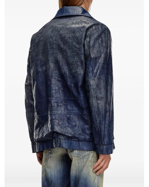DIESEL Blue Double-Breasted Denim Jacket for men