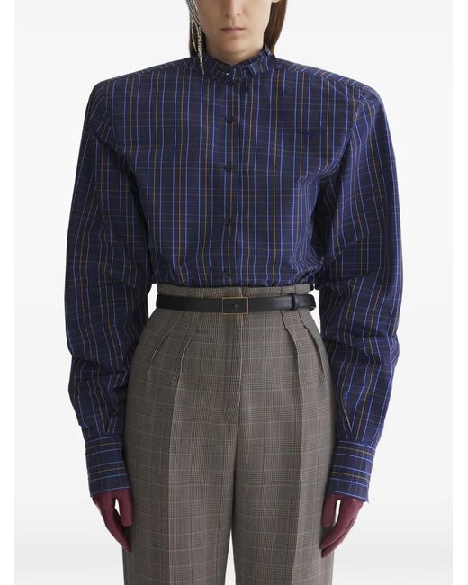 Mugler Blue Padded Shoulders Shirt