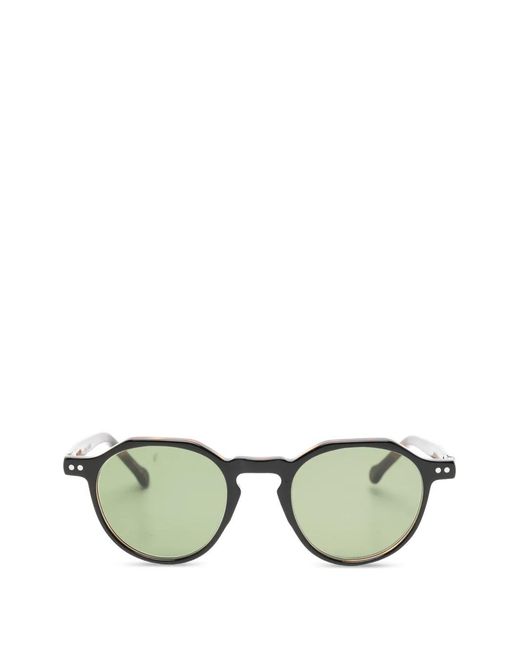 Lesca Green Icon Round-Frame Sunglasses