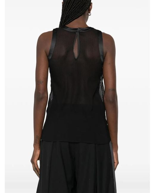 Sacai Black Striped Sleeveless Top