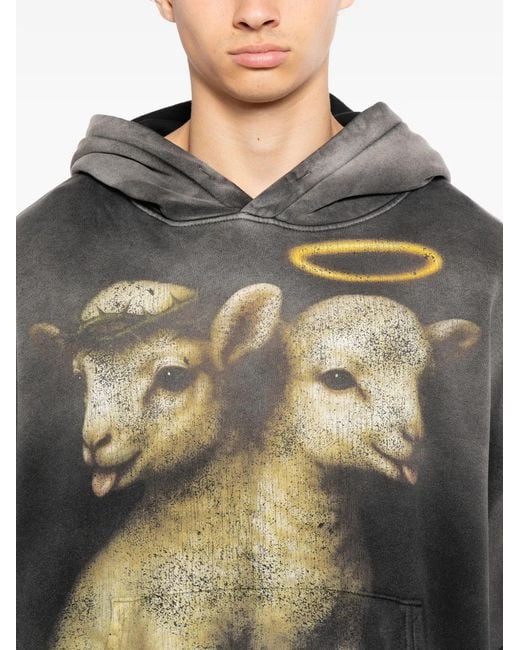 HELLSTAR Black Graphic Print Hoodie for men