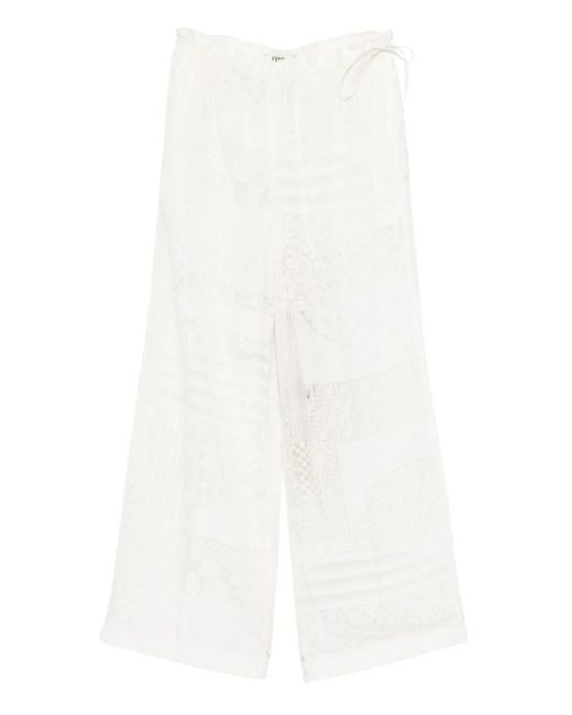 Pantaloni Con Inserti di Fendi in White