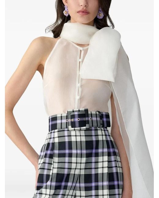 Carolina Herrera Gray Plaid Icon Belt